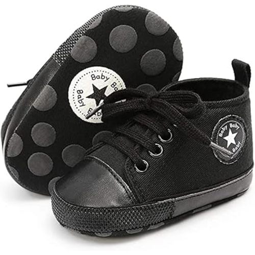 Unisex Baby Girls Boys Canvas High-top Shoes, Newborn Infant Anti-Slip Soft Sole Frist Walking Breathable Sneakers