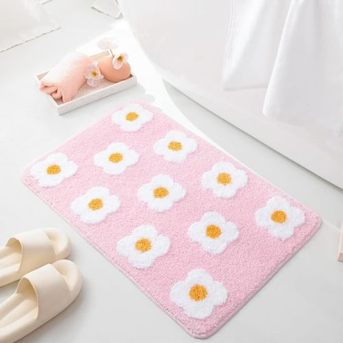 YIKUSH Flower Bath Mat Cute Bath Rug Non Slip
