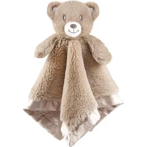 Baby Bear Security Blanket Soft Minky Baby Lovey Animal Plush Blanket Unisex Lovie Gift for Toddler, Boys and Girls, 13.5 Inch (Dark Brown)
