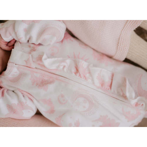 Frill Zip Romper | Celestial Pink – Little and Fern