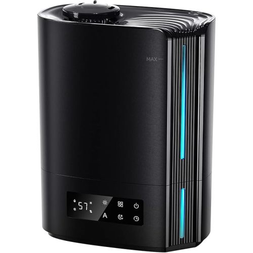 BREEZOME 6L Humidifiers for Bedroom Large Room & Essential Oil Diffuser, Ultrasonic Top Fill Cool Mist Humidifiers for Baby, Plants, Nursery Last up to 60 Hours, Smart Humidistat Control, Quiet, Black