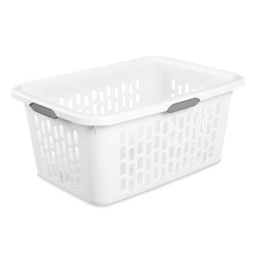Sterilite 2 Bushel Large Plastic Laundry Basket with 4 Comfort Grip Handles, White