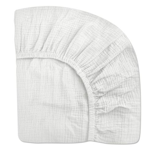 Crib Sheets for Boys Girl, Fitted Baby Toddler Bed Sheets 28" x 52", Neutral Muslin Cotton Crib Mattress Bedding Soft and Breathable Comfort(White)