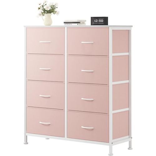 OLIXIS 8 Drawer Storage Dresser for Bedroom, Closet Organizers Units, Pink