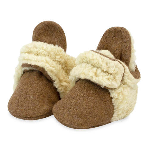 Cozie Furry Gripper Baby Booties - Heather Mocha – Zutano