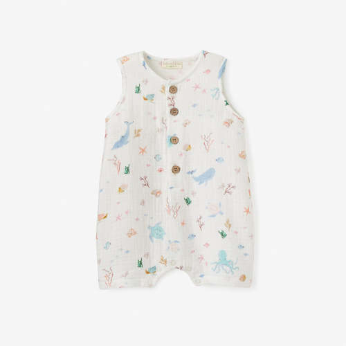 Ocean Adventure Organic Muslin Shortall WHITE / 3-6M