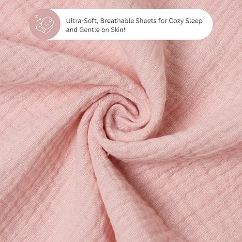 Muslin Bassinet Sheets Compatible with Halo Bassinest Swivel, Flex, Glide, Premiere and Luxe Series Sleeper, Pack 3, 33 X 17 Inch, Ultra Soft and Snug Fit, Unisex Boys Girls, Pink Rainbow - for All Halo Bassinets