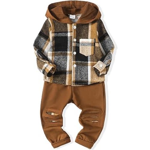 Renotemy Toddler Infant Baby Boy Clothes Outfit Long Sleeve Hoodie Sweatshirt Casual Fall Winter Clothes Set for Toddler Boy