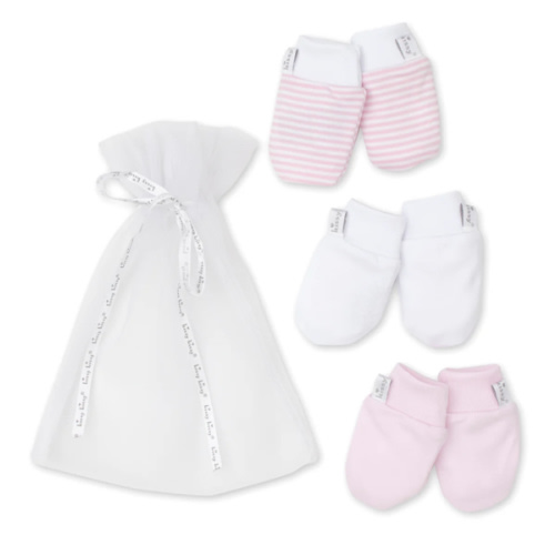 Simple Stripes 3 Pack Pink Mittens Set w/ Tulle Bag