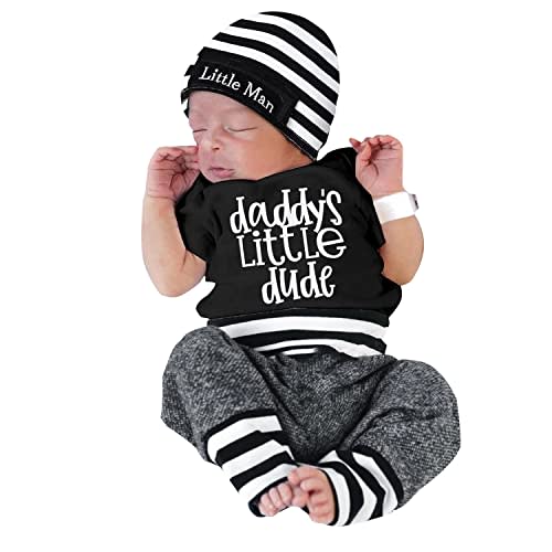 Aoswep Newborn Infant Baby Clothes Long Sleeve Romper + Pants + Hat 3PCS Outfits Set