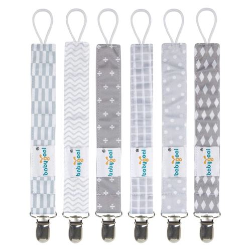Babygoal Pacifier Clips, 6 Pack Pacifier Holder for Boys and Girls Fits for Most Pacifier Styles & Baby Toys and Baby Gift 6MP09
