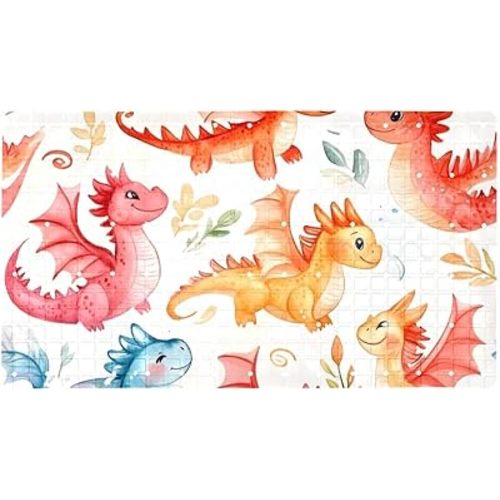 Shower Mat Non Slip 26.8 x 15.1 Inches, Dragons Bathtub Mat Shower Stall Mats with Suction Cups and Drain Holes, Non Slip Bath Mat for Tub for Elderly & Kids