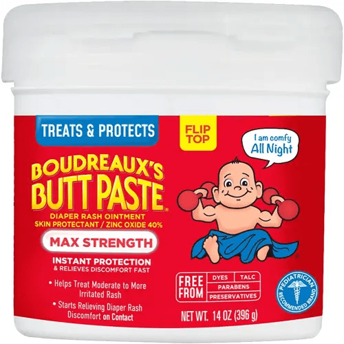 Boudreaux's Butt Paste Maximum Strength Diaper Rash Cream, Ointment for Baby, 14 oz Flip-Top Jar