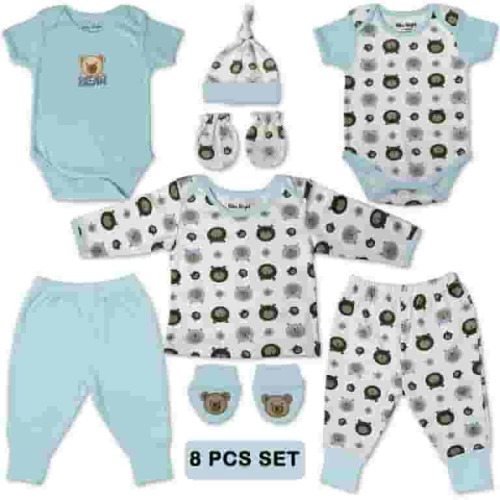 Baby Bright Newborn Essentials Must Have Clothes for Baby Boy, Outfit Gifts for Infant, Baby Shower Gift, 8-Pieces, Size 0-3 Months