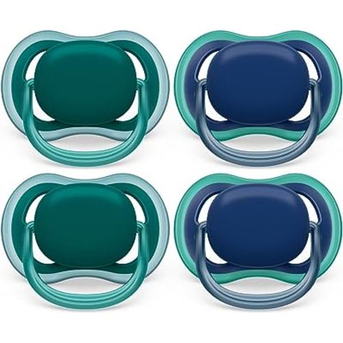 Philips Avent Ultra Air Pacifier - 4 x Light, Breathable Baby Pacifiers for Babies Aged 6-18 Months, BPA Free with Sterilizer Carry Case, SCF085/52