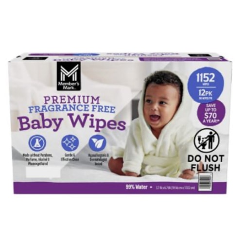 Member's Mark Premium Baby Wipes, Fragrance Free, 12 pk., 1152 Wipes - Sam's Club