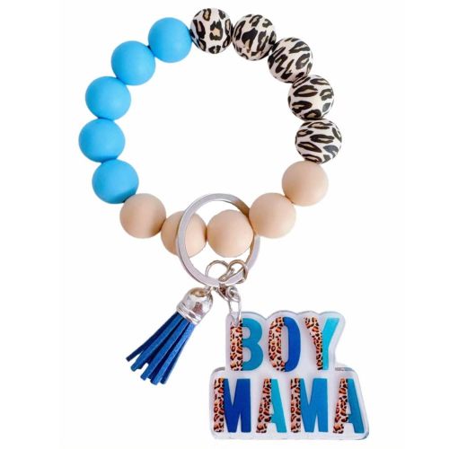 Boy Mom Gift Silicone Beaded Keychain Wristlet for New Mom Mother's Day Gifts Mama Birthday Gifts