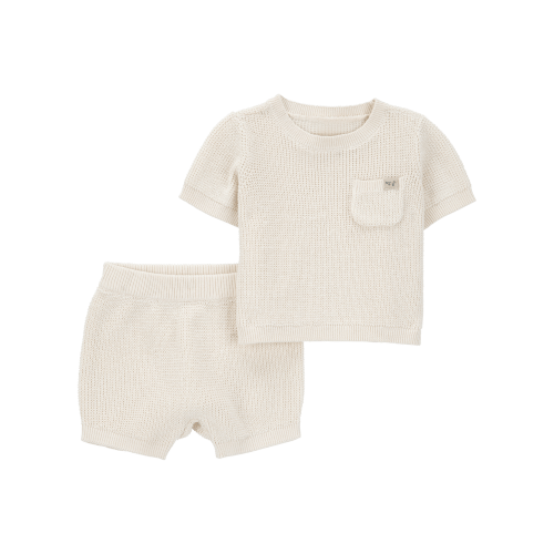 Baby 2-Piece Waffle Knit Tee & Short Set - Carter's | Carter's