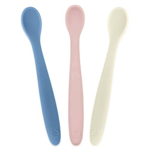 WeeSprout Silicone Baby Spoons, First Stage Infant Feeding Utensils with Soft-Tip, Set of 3
