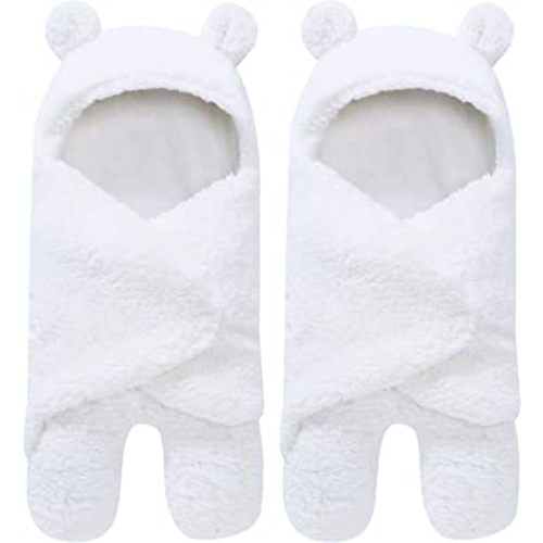 2 Pack Sherpa Baby Swaddle Blanket - Ultra Soft Plush for Infants 0-6 Months | Receiving Swaddling Wrap - Ideal Newborn Registry and Toddler Boy Accessories | Nursery Blankets - White