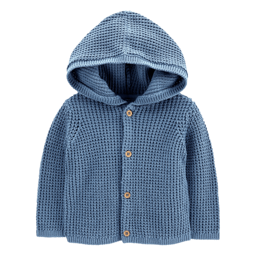 Blue Baby Hooded Cotton Cardigan
