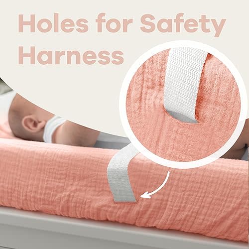 Muslin Fitted Changing Pad Cover, Extra Soft Diaper Changing Station Covers for Baby Girls Boys, Changing Pad Sheets Neutral by Comfy Cubs, Lace Pink