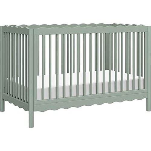 Babyletto Swell 4-in-1 Convertible Crib with Toddler Bed Conversion Kit in Light Sage, Greenguard Gold Certified, Made of 100% Solid Wood