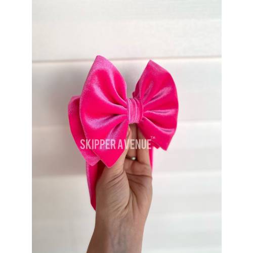 VELVET BOW HEADWRAPS • Signature Stand-Up Bows | Permanently Sewn & Pull-Proof | Big Bow Headband | Soft and Stretchy