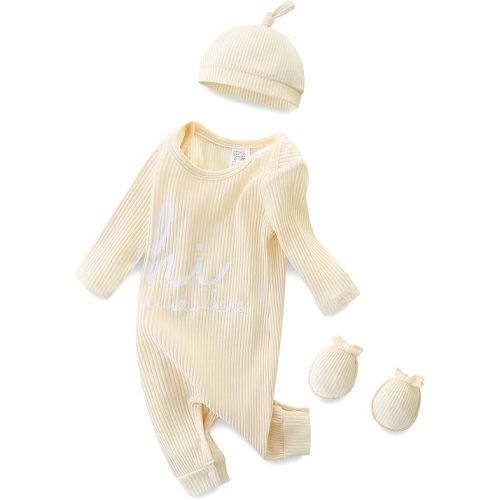 Newborn Baby Boy Girl Romper Coming Home Jumpsuit Hat Glove 0~3Months One-Piece Rompers