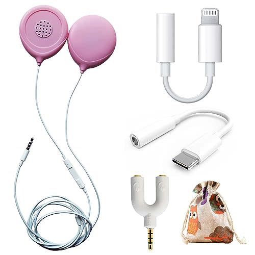 Valman Pregnancy Headphones for Belly,Belly Headphones for Pregnant Women,Safely Play Music to Your Baby in The Womb，with Apple and Android Adapter Cable,Good Sound Quality,Easy to Operate,Pink