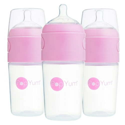 PopYum 9 oz Anti-Colic Formula Making Baby Bottle 3-Pack - Pink