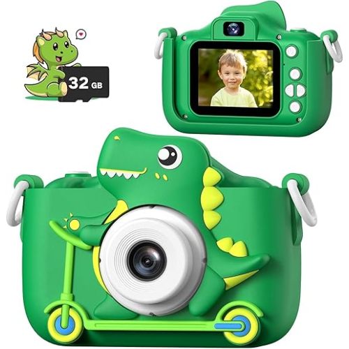 Mgaolo Kids Camera Toys for 3-12 Years Old Boys Girls Children,Portable Child Digital Video Camera with Silicone Cover, Christmas Birthday Gifts for Toddler Age 3 4 5 6 7 8 9 (Green)
