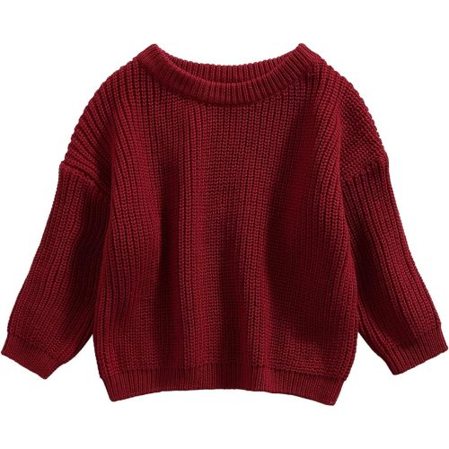 Karwuiio Toddler Baby Girl Boy Knit Sweater Round Neck Long Sleeve Pullover Sweatshirt Fall Winter Clothes