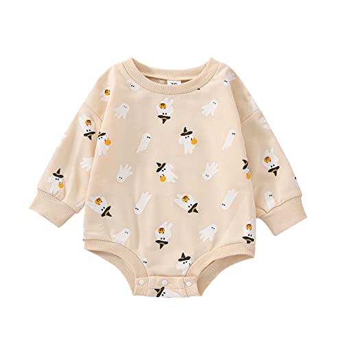 FYBITBO Halloween Baby Girl Boy Clothes Pumpkin Romper Sweatshirt Onesie Long Sleeve Bodysuit Top Fall Winter Outfit