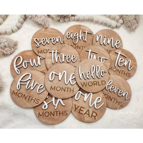 Baby Monthly Milestone Markers  Wooden  Boho  Baby Photos  - Etsy