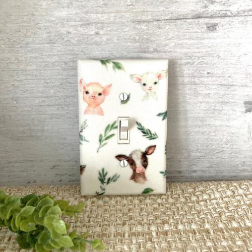 Baby Farm Animal Nursery Decor, Light Switch Cover, Farm Animals, Boy Nursery Decor, Gift for Baby Shower