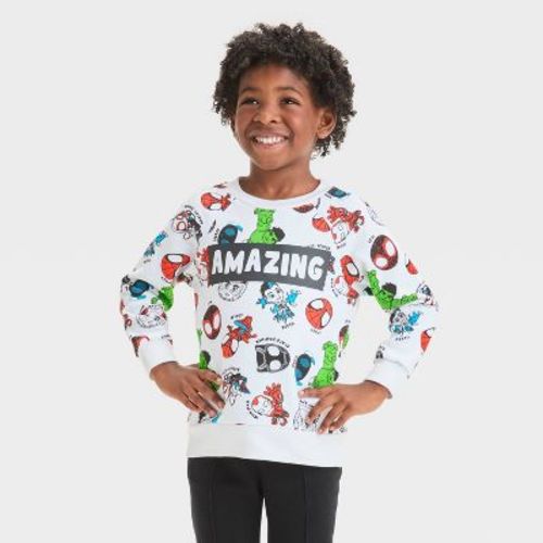 Toddler Boys' Marvel Spidey & Friends "amazing" Pullover Sweatshirt - White 5t