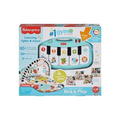 Fisher-Price Glow and Grow Kick & Play Piano Gym Baby Playmat with Musical Learning Toy