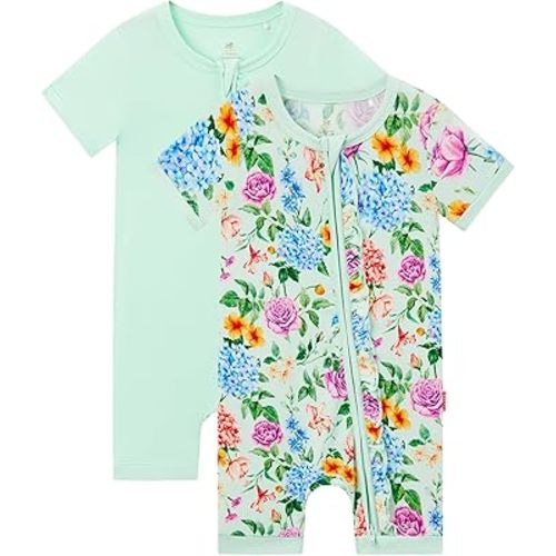 Bamboo Viscose Baby Girl Romper Infant Short Sleeve Zipper Baby Jumpsuit
