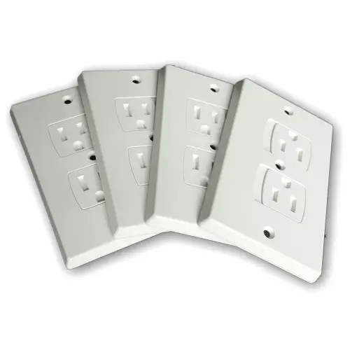 Self-Closing Electrical Wall Outlet Covers for Baby Proofing, Premium Plastic, Standard-Size Child Proof Outlet Cover, 4.6 x 3 Inches, Pack of 4, White - Wonderkid