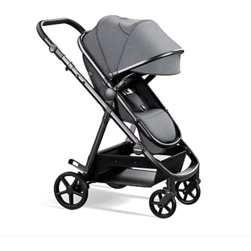 Mompush Baby Stroller, Convertible 2-in-1 with Bassinet Option, Infant Car Seat Compatible, Includes Adapter - Sturdy Full-Size Infant Stroller for Family Adventures