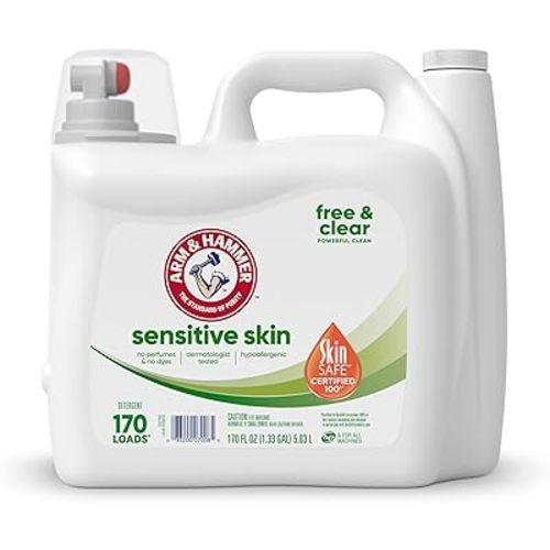 ARM & HAMMER Sensitive Skin Free Clear, 170 Loads Liquid Laundry Detergent, 170 Fl oz