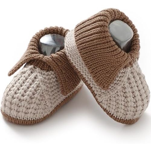Baby Booties Newborn Hand Knit Sock Shoes Soft Cozy First Walkers for Infant Boys Girls
