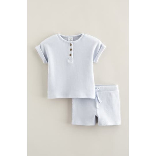 Waffle Knit Henley & Shorts Set, 3M
