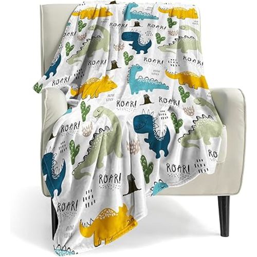 Kids Throw Blanket Super Cute Soft Flannel Blankets for Bed Sofa Living Room Cute Kid Blanket for Boy Girls Kids Baby Children Multicolor Gifts 60 x 50 Inches (Dinosaur1, 60"x50")