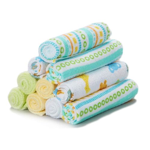 Spasilk Baby Bath Washcloth Set, Terry Bathtime Essentials, Pack of 10, Yellow Stripes