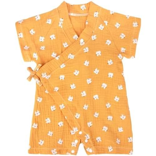 PAUBOLI Baby Kimono Robe Newborn Cotton Yarn Bodysuit Romper Infant Japanese Pajamas 0-24 Months
