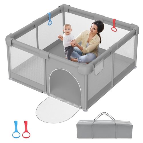 Baby Playpen 51”×51” - Play Pens for Babies and Toddlers, Baby Playards for Infants with Soft Breathable Mesh | Easy Setup | Baby Play Yard with Gate and Carry Bag