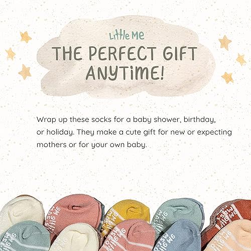 Little Me 20-Pack Newborn Baby Infant & Toddler Unisex Socks, For Baby Girl or Boy, 0-12 & 12-24 Months, Assorted Size Pack
