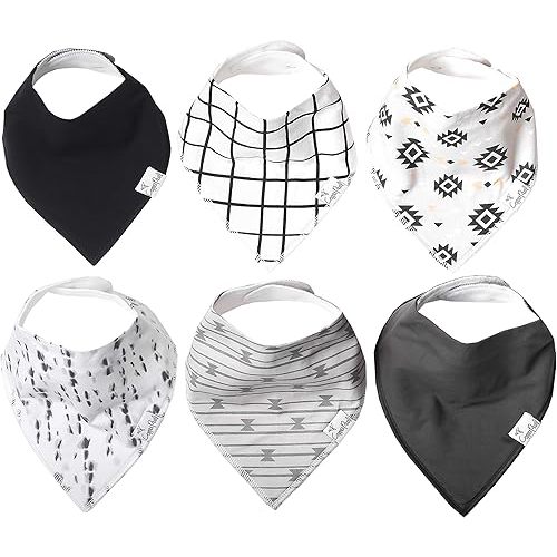 Copper Pearl Baby Bandana Bibs - 6 Pack Soft Cotton Baby Bibs for Drooling and Teething, Absorbent Drool Bibs for Baby Girl and Boy, Adjustable to Fit Newborns to Toddlers, Tons of Styles (Hawk Set)